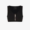 GIVENCHY BLACK ZIP FRONT WOOL CROP TOP,BW60ZX13N517850159