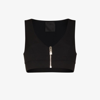 Givenchy Black Zip Front Wool Crop Top In Black