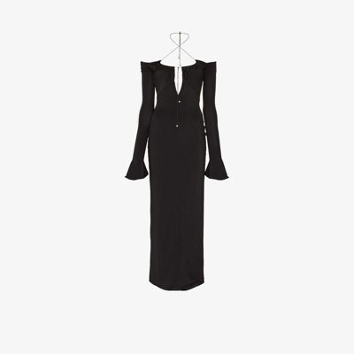 16arlington Salm Off-the-shoulder Cutout Stretch-jersey Maxi Dress In Black