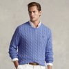 Ralph Lauren Cable-knit Cotton Sweater In New Litchfield Blue