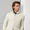 Ralph Lauren Purple Label Silk-cotton Full-zip Sweater In Lux Cream