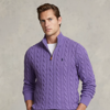 Ralph Lauren Cable-knit Cotton Sweater In French Lavender Heather