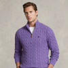Polo Ralph Lauren Cable-knit Cotton Sweater In French Lavender Heather