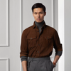 Ralph Lauren Purple Label Suede Overshirt In Chestnut Brown