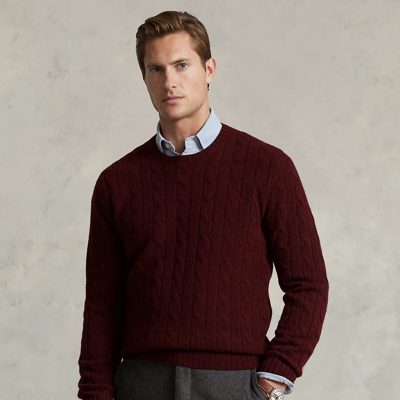 Ralph Lauren The Iconic Cable-knit Cashmere Sweater In Aged Wine Heather