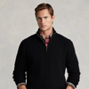 Ralph Lauren Cable-knit Cashmere Quarter-zip Sweater In Polo Black