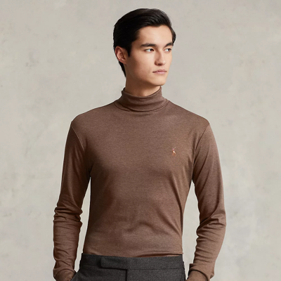 Polo Ralph Lauren Soft Cotton Turtleneck In Cedar Heather