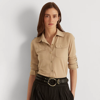 Lauren Ralph Lauren Roll-tab Sleeve Shirt In Birch Tan