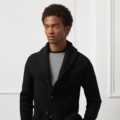 Ralph lauren black shawl collar cardigan sale