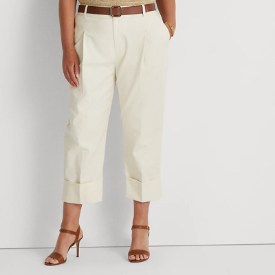 Lauren Woman Double-faced Stretch Cotton Ankle Pant In Mascarpone Cream