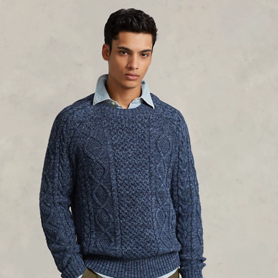 Polo Ralph Lauren The Iconic Fisherman's Sweater In Blue Marl ModeSens