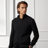 Ralph Lauren Silk-cotton Full-zip Sweater In Classic Black