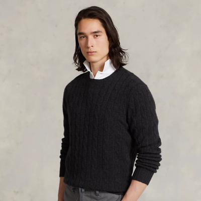 Ralph Lauren The Iconic Cable-knit Cashmere Sweater In Dark Granite Heather