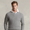 Polo Ralph Lauren The Iconic Cable-knit Cashmere Sweater In Fawn Grey Heather