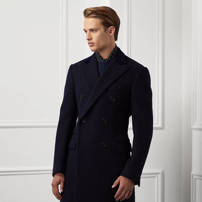 Ralph Lauren Purple Label Kent Handmade Cashmere Topcoat In Navy