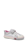 See Kai Run Kristin Metallic Sneaker In Silver/ Pink