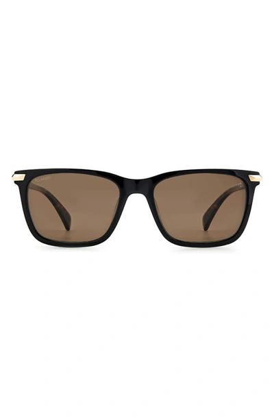 Rag & Bone 56mm Polarized Square Sunglasses In Black / Bronze Polar