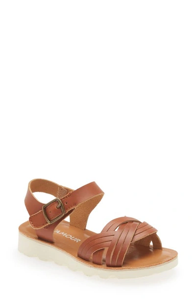 L'amour Kids' Athena Sandal In Cognac