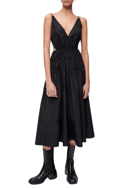 Maje Run Sleeveless Cut-out Dress In Black
