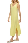 Dkny V-neck Linen Maxi Dress In Limoncello