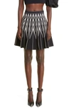 Alexander Mcqueen Black Zig-zag Pleated Mini Skirt In Black/bone