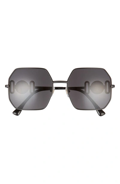 Versace 58mm Square Sunglasses In Matte Black/ Dark Grey