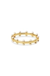 Argento Vivo Sterling Silver Bead Band Ring In Gold/ White