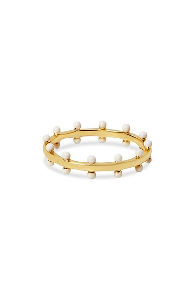 Argento Vivo Sterling Silver Bead Band Ring In Gold/ White