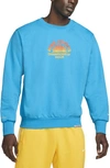 Nike Standard Issue Cotton Blend Crewneck Graphic Sweatshirt In Blue