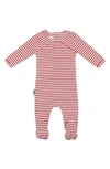 Maniere Babies' Directional Stripe Cotton Blend Footie In Red