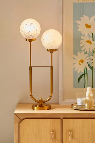 Urban Outfitters Tortoise Globe Table Lamp In Gold