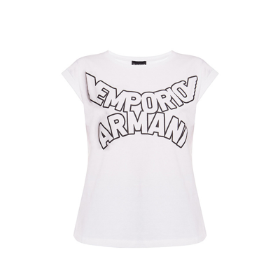 Giorgio Armani 【美国直购】armani阿玛尼女士白色圆领印花t恤3h2t7s2j53z0100