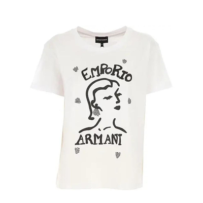 Giorgio Armani 【美国直购】armani阿玛尼女士白色套头短袖t恤3h2t7q2j95z0100 In White