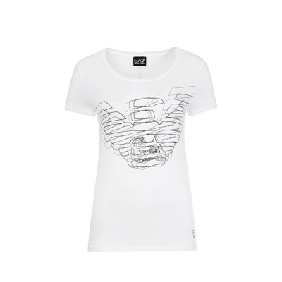 Giorgio Armani 【美国直购】emporio Armani 女士白色棉质t恤 3gtt04-tj28z-1100 In White