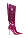 Alexandre Vauthier Crocodile Effect Pointed Toe Boots In Fuchsia