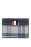 Thom Browne Tartan-print Pebbled-leather Card Holder In Multicolor
