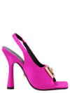 Versace Medusa Plaque Heeled Sandals In Fuchsia