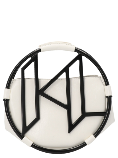 Karl Lagerfeld K/circle 经典logo圆形手提包 In White/black