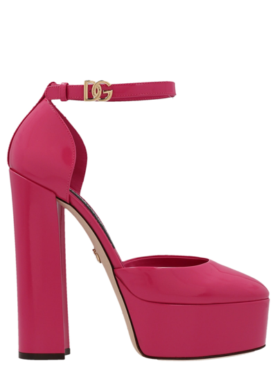 Dolce & Gabbana 145毫米漆皮厚底高跟鞋 In Pink