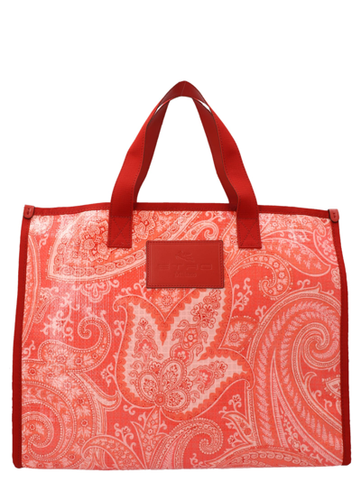 Etro Globtter Shopping Bag In Red