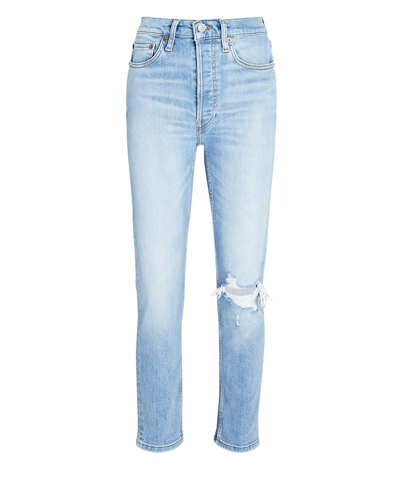 Re/done 90s High-rise Ankle Crop Jeans In Worn Light Azure