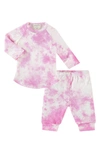 Paigelauren Babies' Color Block Long Sleeve Shirt & Pants Set In Pink Lavender Tie Dye
