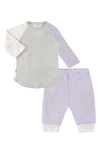 Paigelauren Unisex Slub Rib Color Block Baseball Tee & Leggings Loungewear Whim-zzz Set - Baby In Purple/pink