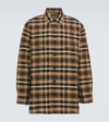Nanushka Jari Plaid Button-front Shirt In Black/camel