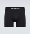 Balenciaga Men's Cotton-stretch Logo Boxer Briefs In Black/white