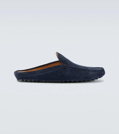 Tod's Gommino Suede Slippers In Blue