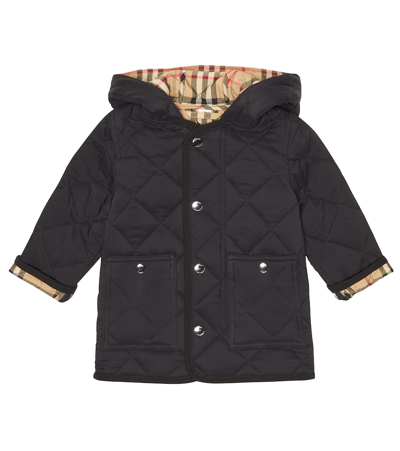 Burberry Babies' Reilly Quilted Check-lined Shell Jacket 6-24 Months In Black