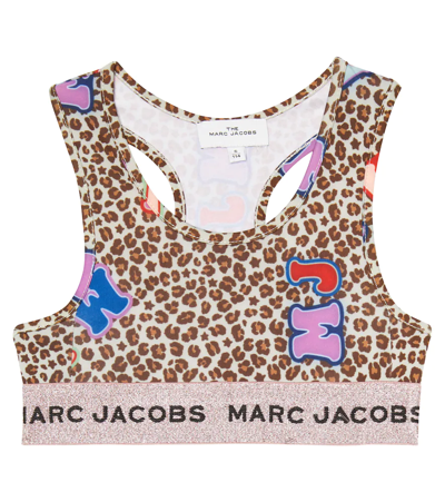 Marc Jacobs Kids' Leopard-print Cropped Top In Stone Chocolate Vbrown