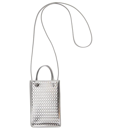 Alaïa Garance Leather Phone Pouch In Argent