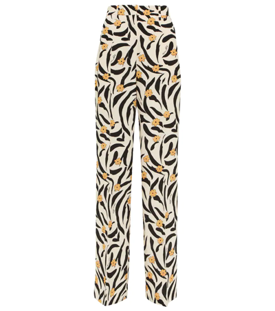 Nanushka Lanai Floral High-rise Straight Pants In Floral Animal